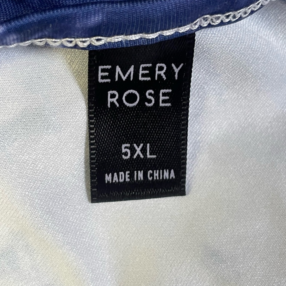 Emery Rose Blue and White Long Sleeve Blouse SZ-5X - Picture 4 of 6